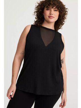 NWT Torrid 2 Black Mesh Inset Tank Top 2X 18 20
